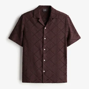 Regular Fit Crochet-look Resort Shirt